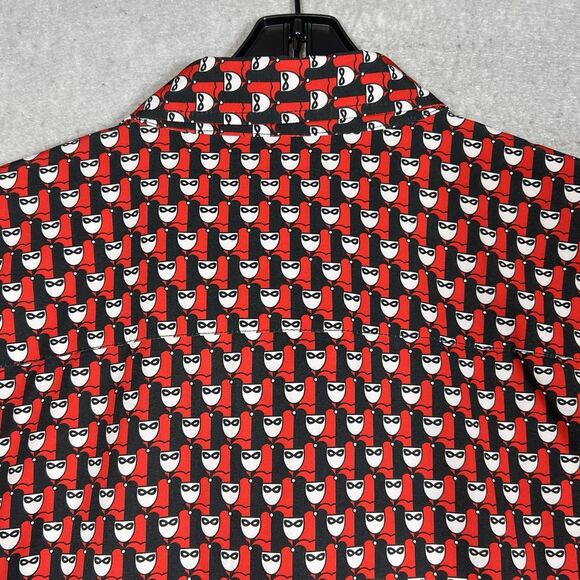 RSVLTS Harley Quinn 30 Mens XL Kunuflex Button Shirt Black Red Mosaic Mini Quinn - Picture 9 of 12